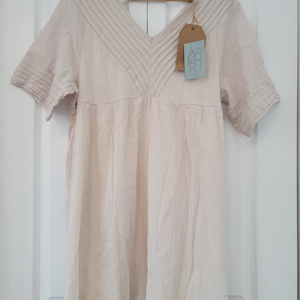 Cream V-Neck Dress